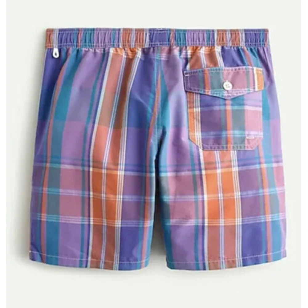 J‎ Crew NEW Mens Size Small Yarn Dyed Plaid Swim Trunks 8